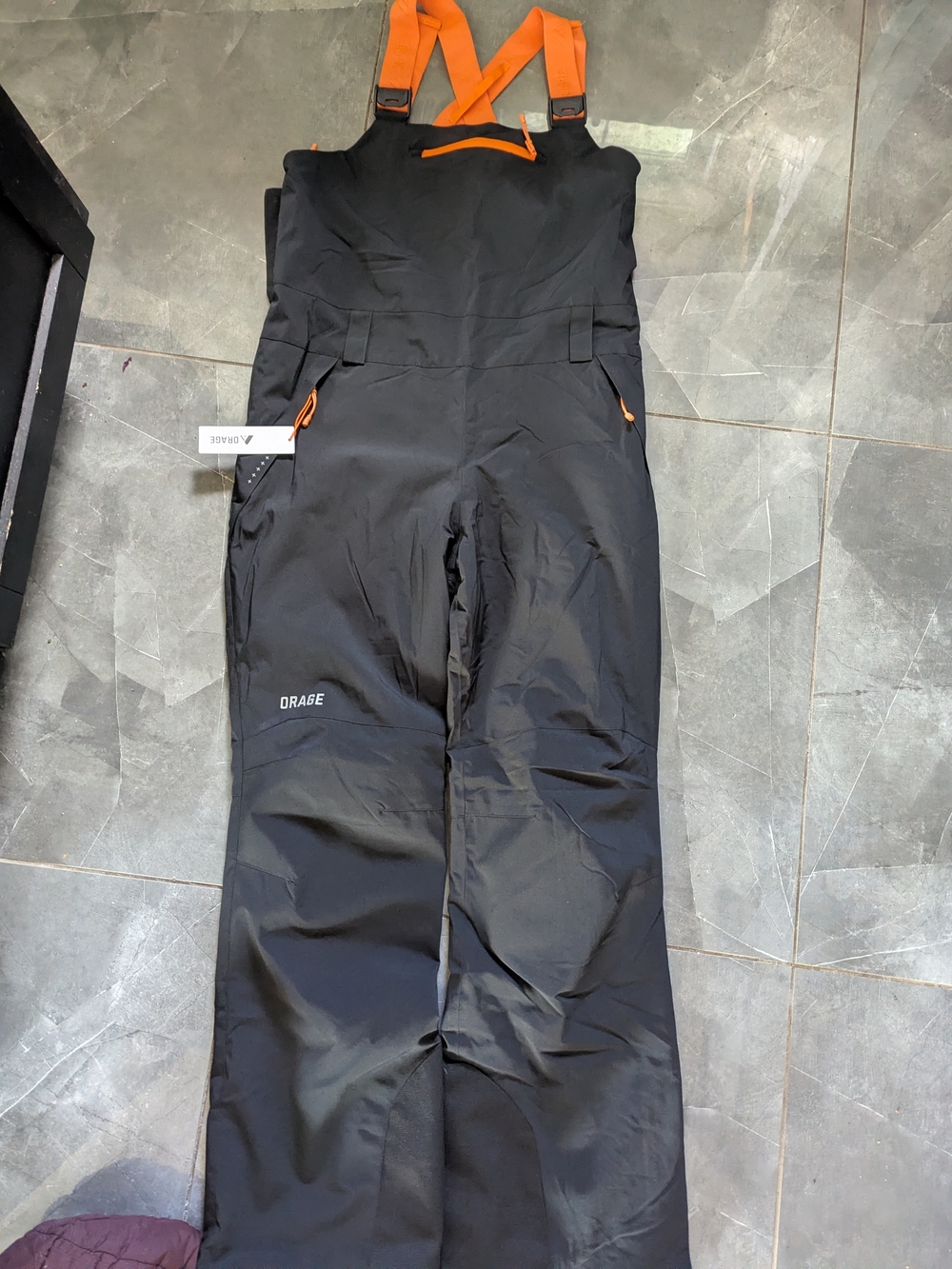 NEW Black Ski Bib Pants with Orange Straps Medium For Women
